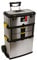 Perel Servante d’atelier 3-en-1, trolley en acier inoxydable, avec poignée télescopique, grandes roues et 3 compartiments amovibles, pour professionnels et bricoleurs, 570 x 354 x 830 mm