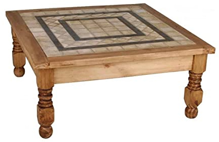 MiaMöbel Couchtisch Mexico Möbel 70x70 cm Landhausstil Massivholz Pinie Honig