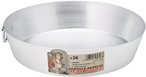 Pentole Agnelli Family Cooking Alluminio Tortiera Conica con Anello, Argento, 26 cm