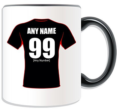 Regalo personalizado – Saracens taza (Rugby Union Club tema de diseño, color blanco) – cualquier nombre/mensaje en su única taza – Sarries Fez-Boys Pack de lobo los hombres en negro, cerámica, negro