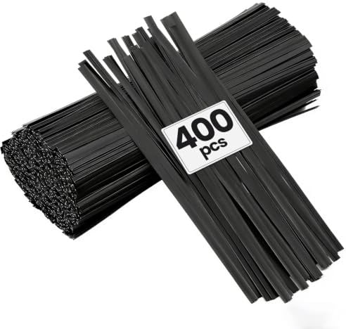 400 Pcs Twist Ties for Bags 5 Cable Ties Bag Twist Ties for Cord Twist Bread Ties Reusable Black Plastic Coated Ties Heavy Duty Bread Ties Twist Wire Ties for Household and Office Use