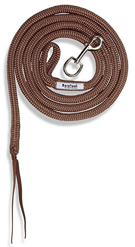 Barefoot Führseil Energy braun – 270cm Länge – Bodenarbeit & Pferdetraining – mit und ohne Karabinerhaken nutzbar – Seil mit Lederenden für Halfter & Zaumzeug