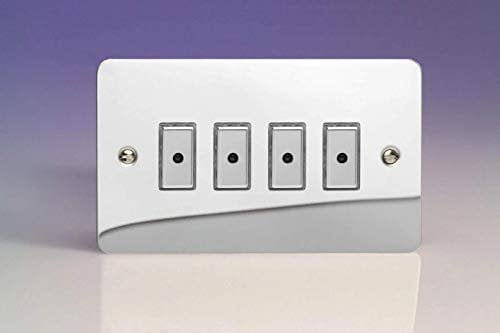 Varilight 4-Gang 1-Way Remote/Tactile Touch Control Master LED Dimmer Light Switch 4 x 0-100W (Max 10 LEDs) Polished Chrome JFCE104