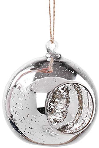 Portacandele per candele tealight, in vetro trasparente, a forma di palla da appendere, 4 pezzi, per giardino/esterni, 10 cm