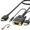 FOINNEX VGA to HDMI Adapter Cable with Audio, Convert VGA Source (PC) in HDMI Connector (TV/Monitor) 1080P, Active Male VGA to HDMI Out Lead Video Adattatore cord for Computer, Projector, 10FT/3M