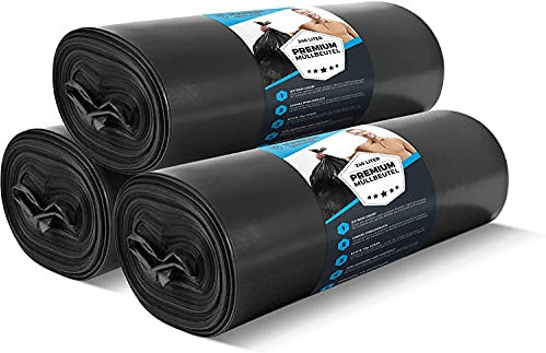 30 juegos de bolsas de basura 240L ULTRA a prueba de desgarros 70µ - bolsas de basura XL para uso doméstico e industrial -bolsas de basura fuertes en eliminación de desechos de LDPE de 100 cm x 125 cm