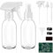 Tecohouse Lot de 2 flacons de pulvérisation en verre pour solutions de nettoyage et huiles essentielles, 4 ml avec étiquettes, entonnoir, couvercles, pipettes graduées sans plomb et sans BPA claire