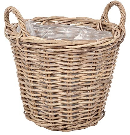 Pflanzkorb VERONA-8 Rund ca. D35cm Rattan Übertopf Blumenkorb Korb mit Henkeln