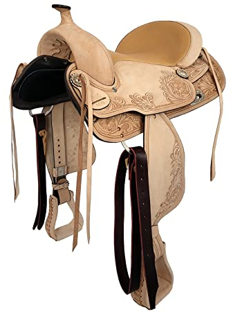 A&M Reitsport Selle western sans arbre Dakota en cuir de buffle - Arche de tête interchangeable - Taille : 17