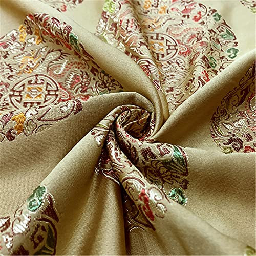 SDTYYP Silky Satin Brocade Oriental Dragon Print,traditionelles chinesisches Besticktes Brokat-Polyester, Gewebe als Meterware, für Hochzeiten, Blusen, Kleider und Kunsthandwerk (Yellow B)