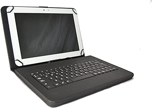 theoutlettablet® Funda con Teclado extraíble en español (Incluye Letra Ñ) Compatible con Tablet JUSYEA/YUMKEM 10.1 - Type-C Color Negro