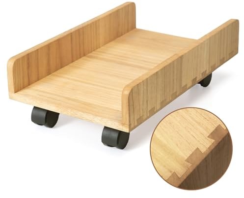 KIRIGEN Supporto regolabile in legno per CPU di computer, rimovibile, con rotelle, stabile e resistente, per case ATX, PC da gioco, facile da montare, supporto per PC
