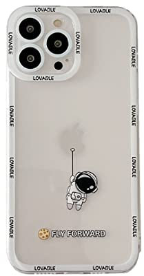 Yonds Queen for iPhone 12 Clear Case, Cute Cool Cartoon Astronaut Fly Planet Moon Space Design Stylish Soft TPU Bumper Shockproof Anti-Slip Protector Case (iPhone 12, Clear Fly)