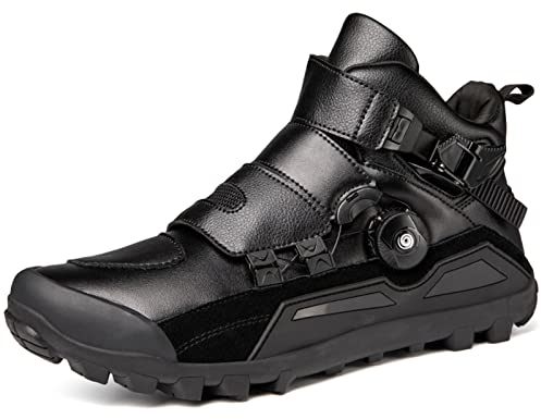 Lfzhjzc Stivali Moto Uomo, Scarpe Moto Uomo, Scarpe Moto Protettive, Suola Antiscivolo, Gear Pad, Supporta Caviglie Cross Country Moto Viaggi (Color : Black, Size : 42 EU)