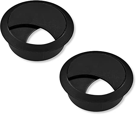 cyclingcolors 2x Passacavi Scrivania Plastica 58mm Uscita Guida Cavo Tavolo Mobili Tondo, Nero