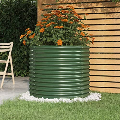 WIFESE Macetero de acero con recubrimiento en polvo, 80 x 80 x 68 cm, color verde, maceta grande, jardinera de metal, para exteriores, para jardines, patios