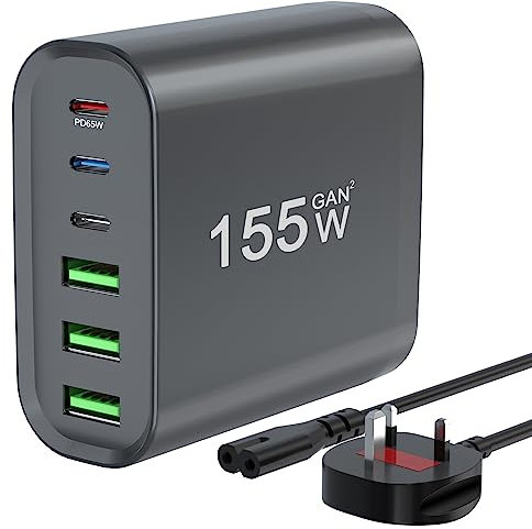 RUMIXI USB C Charger, 155W 6 Port USB C Charging Station Fast Wall Charger Laptop Charger Compatible with MacBook Pro Air iPad iPhone Samsung