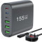 RUMIXI USB C Charger, 155W 6 Port USB C Charging Station Fast Wall Charger Laptop Charger Compatible with MacBook Pro Air iPad iPhone Samsung