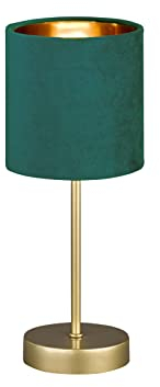 Tischlampe mit Lampenschirm Samt Türkis - innen Gold Ø 13cm