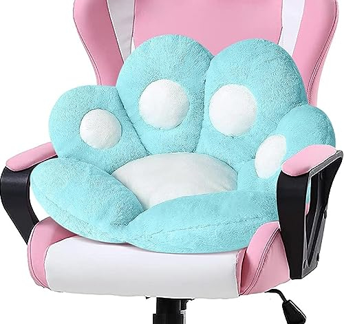 LANPEW Sitzkissen,Katze Pfot Rückenkissen Sitzkissen Cute Cat Paw Stuhlkissen Sitzkissen Plüsch Komfort Sitzpolster Büro Lazy Warm Sitzkissen Bett Tatami Bodenkissen für Home (60x60cm, blau)