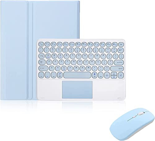 ZKAIAI Custodia Tastiera con Mouse per iPad Pro 12.9 6a/5a/4a/3a Gen, Staccabile Wireless Bluetooth Tastiera con Smart Cover e Touchpad per iPad Pro 12.9'' 2022/2021/2020/2018, con Porta Penna, Blu