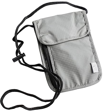 VOANZO Pochette de Cou Portefeuille de Cou Pochette de Passeport RFD antivol pour Passeport Smartphone Document de Voyage Passeport Poche de Poitrine Poche de Cou -Noir