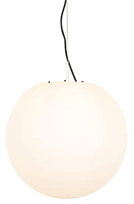 Qazqa - Moderne Außen-Hängeleuchte weiß 45 cm IP44 - Nura I Außenbeleuchtung - Kunststoff Kugel I Kugelförmig - LED geeignet E27