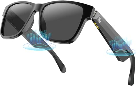 OBEST Intelligente Audio Sonnenbrille,5.1 Bluetooth Sport Bluetooth Kopfhörer,Brille,Sprachalarm,UV-Schutz,Sprachnavigation,Passend für Outdoor Sportarten