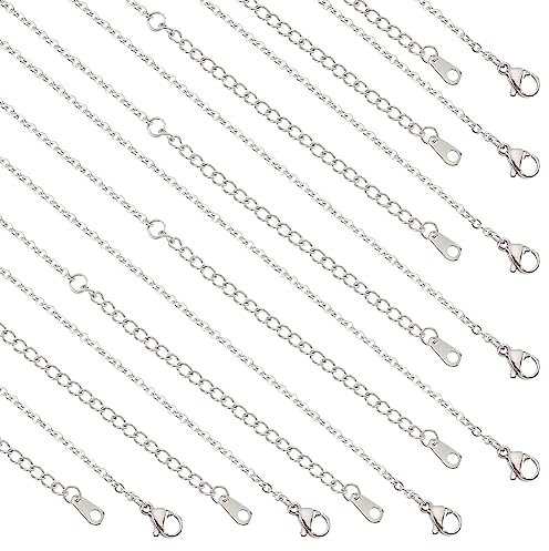 NBEADS 20 Fili di Catene per Collane, Catena in Filo di Ferro d'Argento 304 in Acciaio Inox con Chiusura A Moschettone per Orologi da Tasca, Collana di Design per Gioielli Fai da Te, 41Cm/Filare