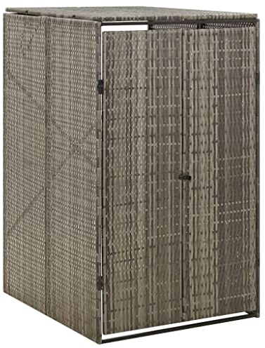 SKM Cache-poubelle pour 1 poubelle Gris 70 x 80 x 117 cm Poly rotin Poids : 11,7 kg 319864