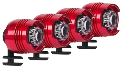 Vagocom 4Pcs Headlights for Croc Shoes, LED Torch Light Charms Accessories for Adults and Kids, 3 Modes Small Flashlight Headlamp Attachment for Hiking,Camping,Dog Walking(Red)