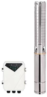 HEXEH erdbohrer Benzin 4 DC Tauch-Tiefbrunnen-Solarwasserpumpe MPPT-Controller Edelstahl-Laufrad 48V 500W 5T/H Durchfluss 45m Förderhöhe Wasserversorgung
