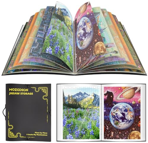 MOZOOSON Puzzle Aufbewahrung, Puzzle Organizer für 1000 Teile Zubehör Tragbar mit 25 Taschen, Größere Speicherkapazität, staubdichtes und schützendes (Schwarz)
