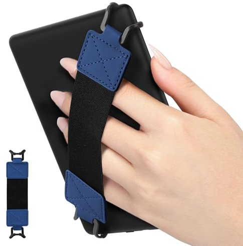 MoKo Correa de Mano de Seguridad para 6-8 Kindle eReaders Fire Tableta - Kobo/Voyaga/Sony Kindle E-Book Tablet, Soporte de Agarre de Dedo Elástico Multifuncional Tableta, Correa Negra, Índigo