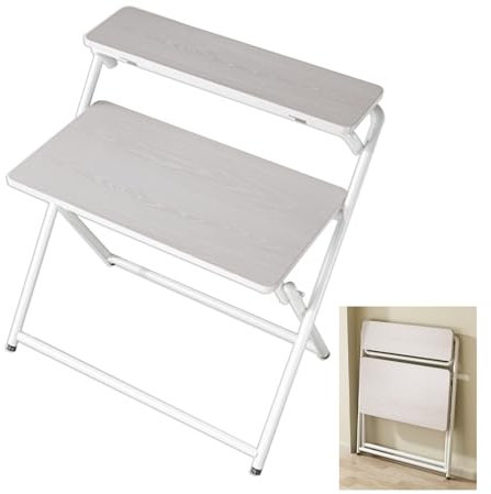 SanzIa Kleiner Klappbarer Schreibtisch, 2-stufiger Klappbarer Computertisch mit Ablagefach, Tragbarer Versteckter Kleiner Schreibtisch zum Schreiben, Studieren, Spielen, Büro, Keine Montage