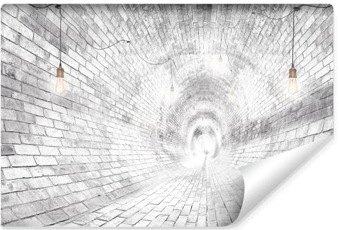 Muralo - 3D Tapete Vliestapete - Fototapete 3d Effekt - Tapete für Wohnzimmer Schlafzimmer Wandtapete - Fototapete - Ziegelstein-Tunnel Motiv - Br.520cm x Hö.318cm