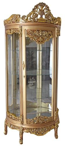 Schloss Vitrine Vitrinenschrank Gold Standvitrine Antik Glasvitrine 214cm Vintage bar103 Palazzo Exklusiv