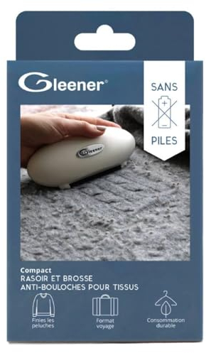 GLEENER de Viaje - L'Ultimate Anti-Bouloche afeitadora y Cepillo antipelusa | Afeitadora Ajustable para Tejidos, Prendas y Muebles (Azul Pizarra)