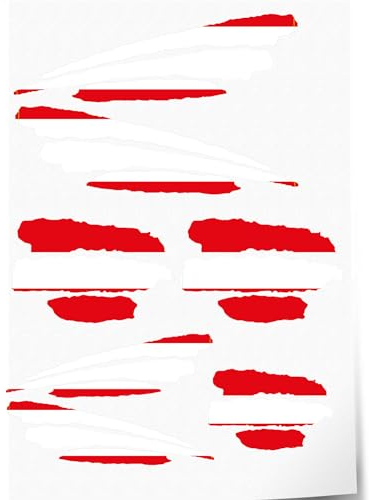 Indigos UG Aufkleber Österreich - 7 Autoaufkleber - Flagge - Fahne mit 3 Streifen - selbstklebende Fahnen für Heckscheibe, Modellbau, Sport, Motorrad, Auto, Tuning, Fenster, Kofferraum