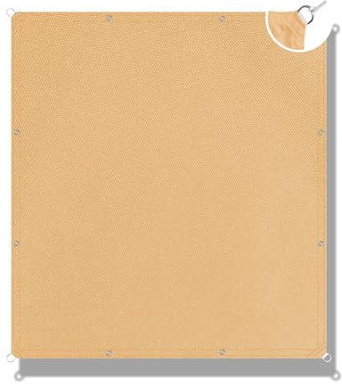 Tenda A Vela Impermeabile Rettangolare 250x350cm Tenda Ombreggiante Impermeabile Protezione Solare Raggi UV Telo Tenda da Sole Parasole Per Esterno Giardino Terrazza Balcone Gazebo -Sabbia
