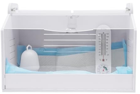 KüKen WäRmeplatte Kükenbrüter Brutbox Aufzuchtbox Kükenwärmebox KüKenhaus 48x30x33cm Mit WäRmelampe Futter/Wassernapf FüR GeflüGel LüFtungsdesign