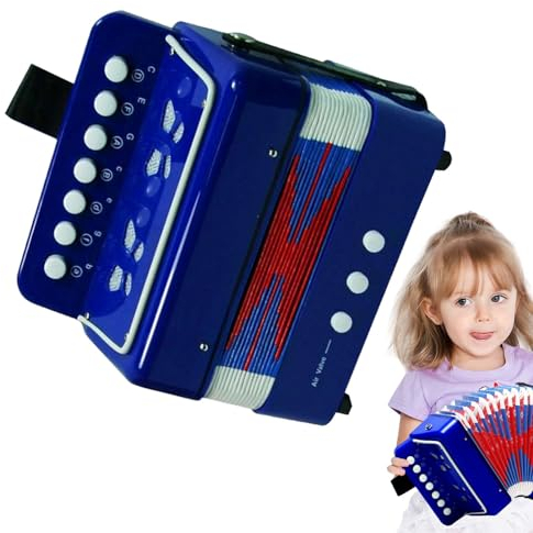 Tedious Kinder-Akkordeon-Instrumentenspielzeug,Akkordeon- -Musikinstrumente - Musikspielzeug für Kinder | Tragbares kleines Akkordeon mit 7 Tasten und Knöpfen für Anfänger, Jungen und Mädchen ab 3