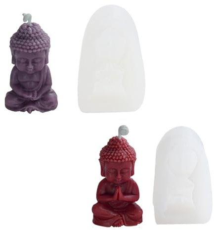 2 Stück Kerzen Silikonform,3D Buddha Silikon Kerzenform Gießform,Buddha Statue Silikonform für Herstellung von Kerzen, Kunsthandwerk