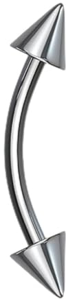 Piersando Banane Piercing Stab Augenbrauenpiercing aus Titan Außengewinde Implantatqualität mit Spitzen 1,6mm x 8mm x 4mm - Silber