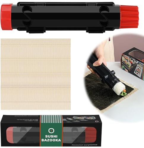 Williyatt Kit de fabrication de sushis, ensemble de sushis Bazooka, ensemble de sushis compatible avec tapis en bambou, kit complet de sushis à faire soi-même