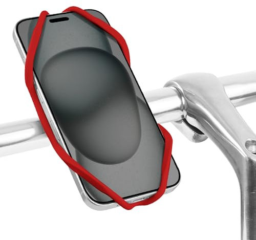 BONE Bike Phone Mount - Universal Handlebar Phone Holder for 4.7-7.2 Smartphones - Ultra Light Silicone, Road Bike Accessory (Red)