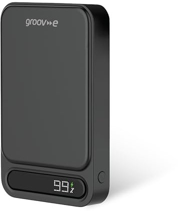 Groov-e Power Bank 10000 Magnetic - Wireless Phone Charger Power Bank for Smartphone, Android, & iPhone - 10000mAh Power Bank Fast Charging, USB-C Output, USB-C Input - Pre-Charged, MagSafe Compatible