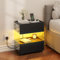 YITAHOME Bedside Table, Side Coffee Table with LED Lights, with 7-Color LED Light Strip, Modern Accent Side Cabinet Nightstand with Transparent Tempered Glass for Bedroom Living Room, Black