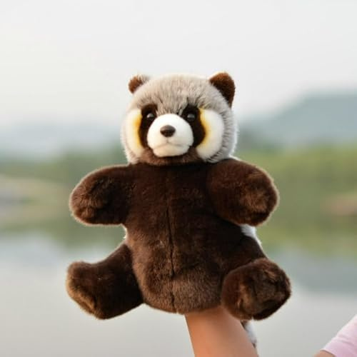 LIUHONGFEI Simulation Waschbär Handpuppe Bauchmuskelrequisite Lehrbedarf Puppe Lebensechte Stofftier Plüschtier