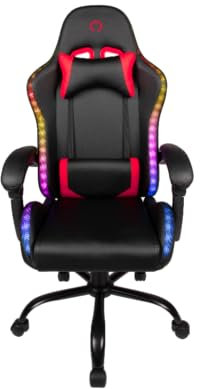 Konix Chaise de Bureau Gaming Phantom - Éclairage RVB - Inclinaison siège 135° - Cuir synthétique Lisse - Coussin lombaires et cervicaux - Noir